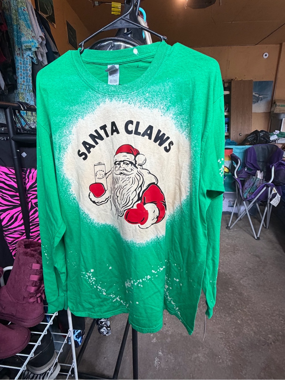 Santa Claws Long Sleeve Tee - Green